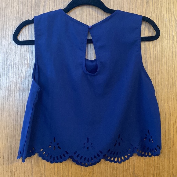 Zaful Royal Blue Scalloped Top - Picture 4 of 4